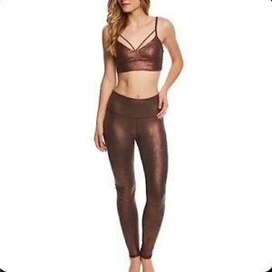 Alo Yoga Full Length High Waist Pink/Black Foil Metallic Leggings XS